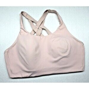 Lululemon Sports Bra 36D Pink Criss Cross Back High Support Activewear